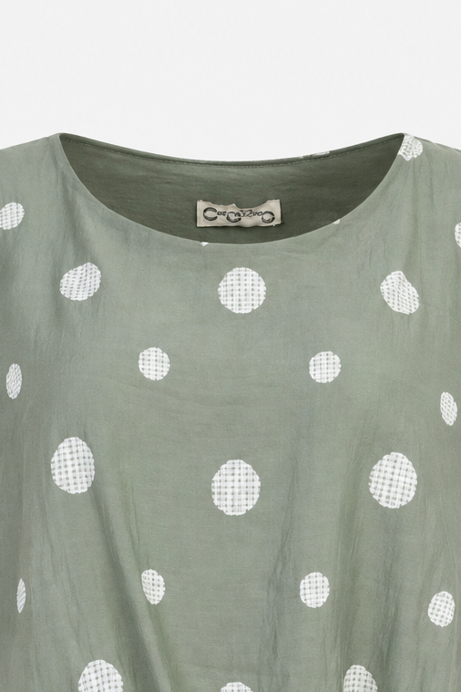 Дамска блуза с връзка и десен на точки от тенсел – Summer Dot