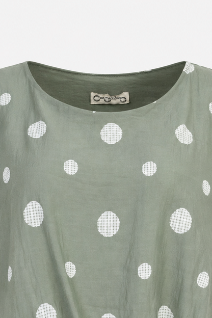 Дамска блуза с връзка и десен на точки от тенсел – Summer Dot