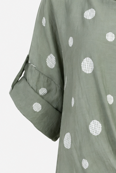 Дамска блуза с връзка и десен на точки от тенсел – Summer Dot