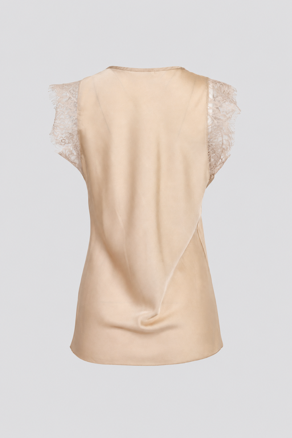 Дамски бежов сатениран топ с дантела – Nude Lace