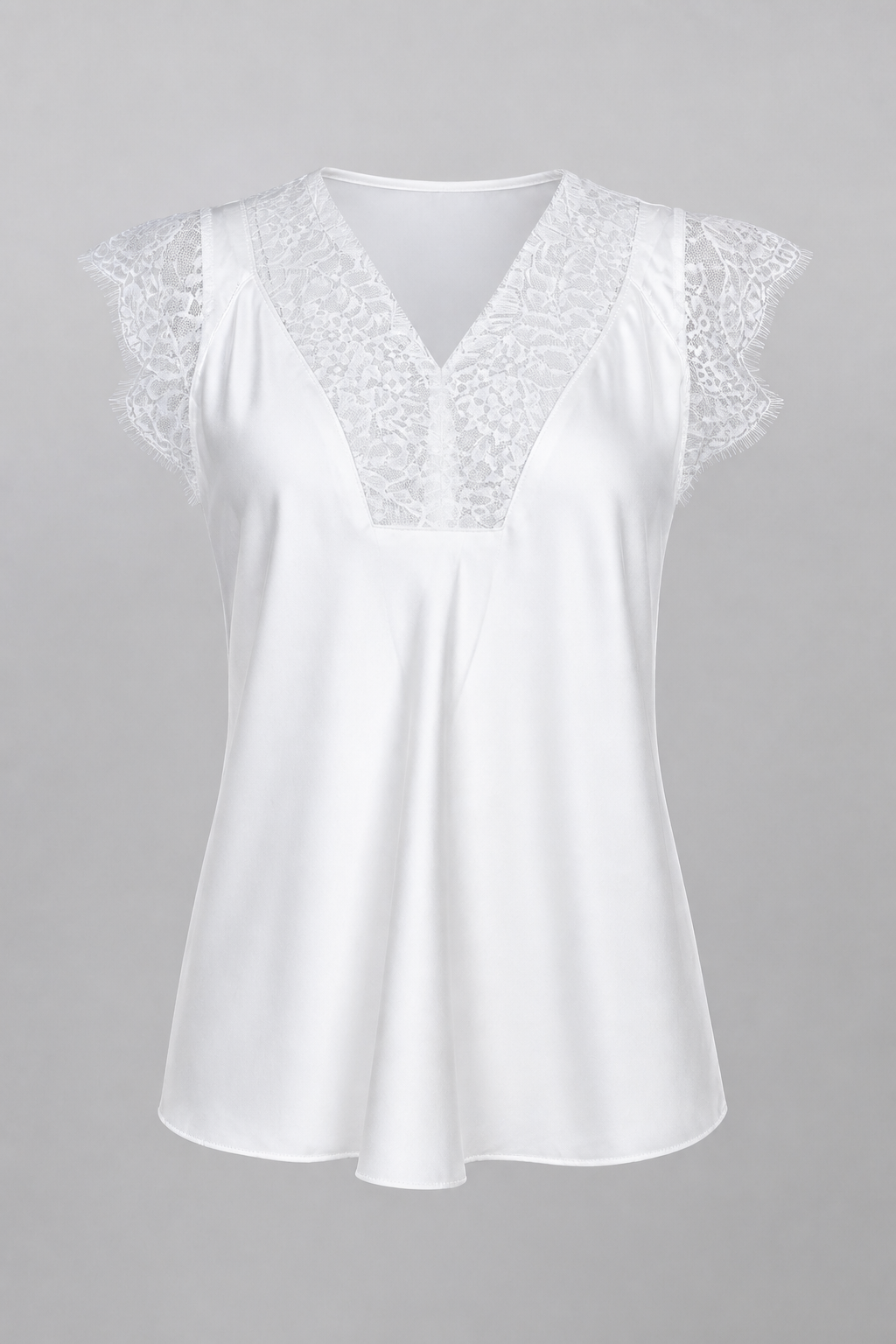 Дамски бял сатениран топ с дантела – Pure Lace
