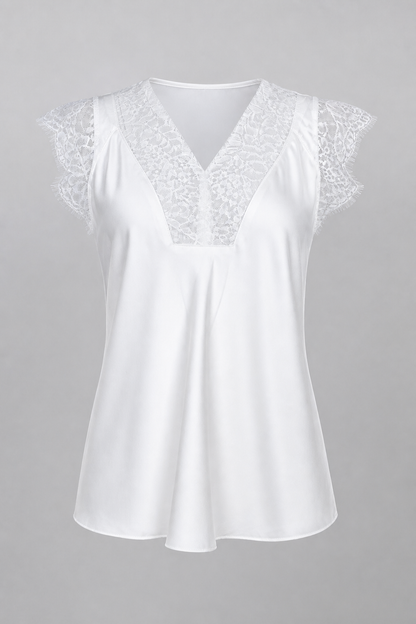 Дамски бял сатениран топ с дантела – Pure Lace