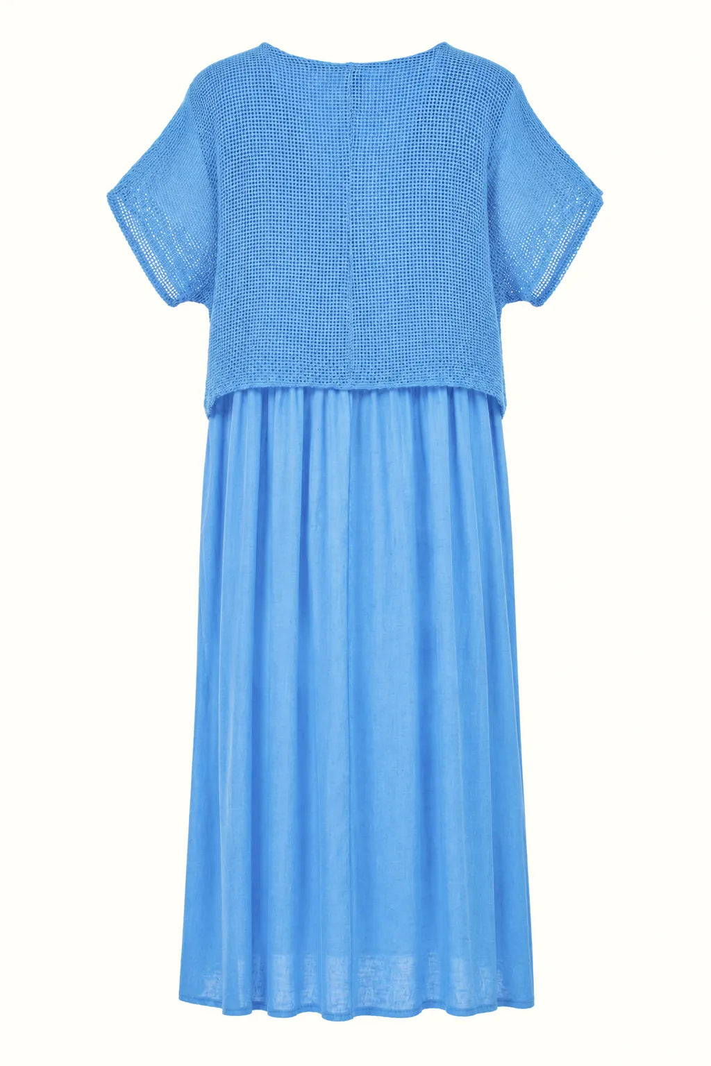 Ленена бохо рокля с плетена горна част - Blue Breeze-рокли-6Sense