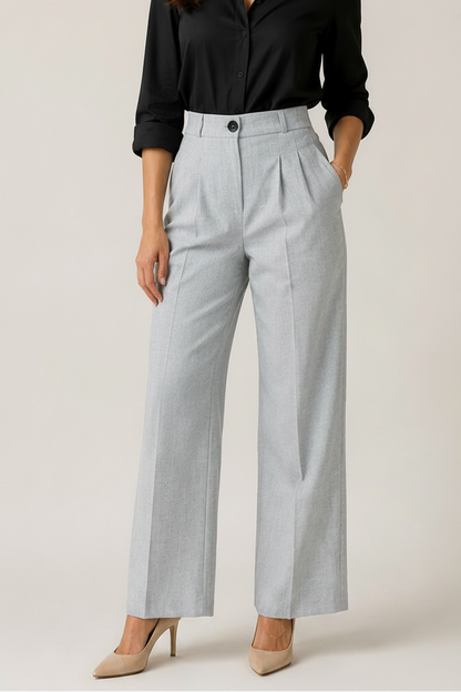 Дамски светлосив чино панталон с висока талия – Soft Grey Chino