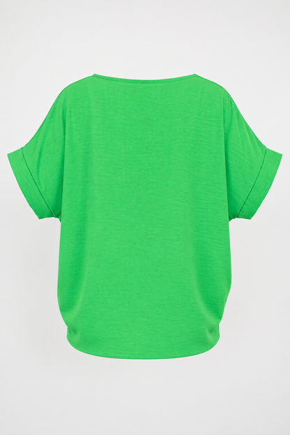 Дамска зелена блуза с връзка отпред – Emerald Ease