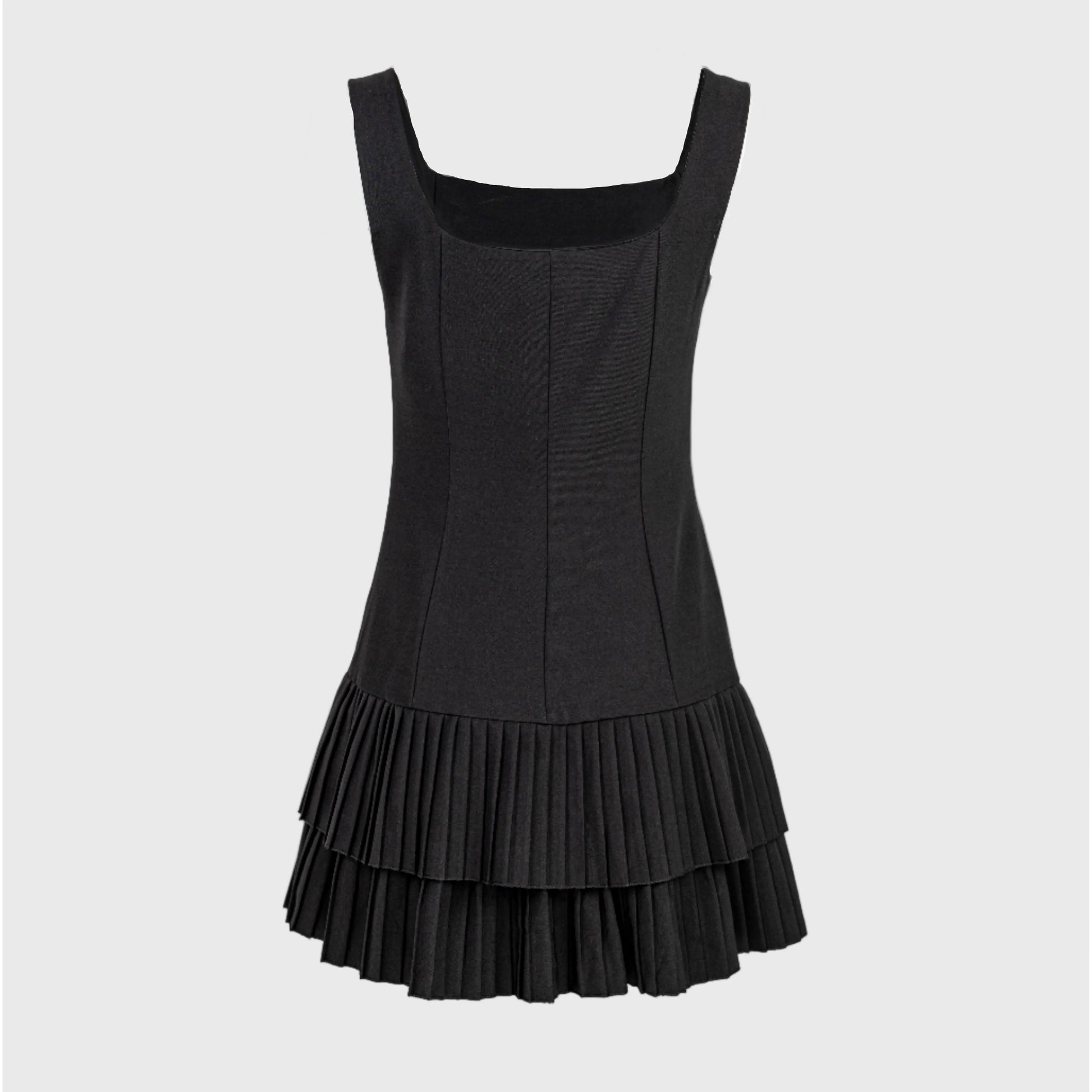 Черна къса рокля с презрамки | колекция есен-зима 6Sense