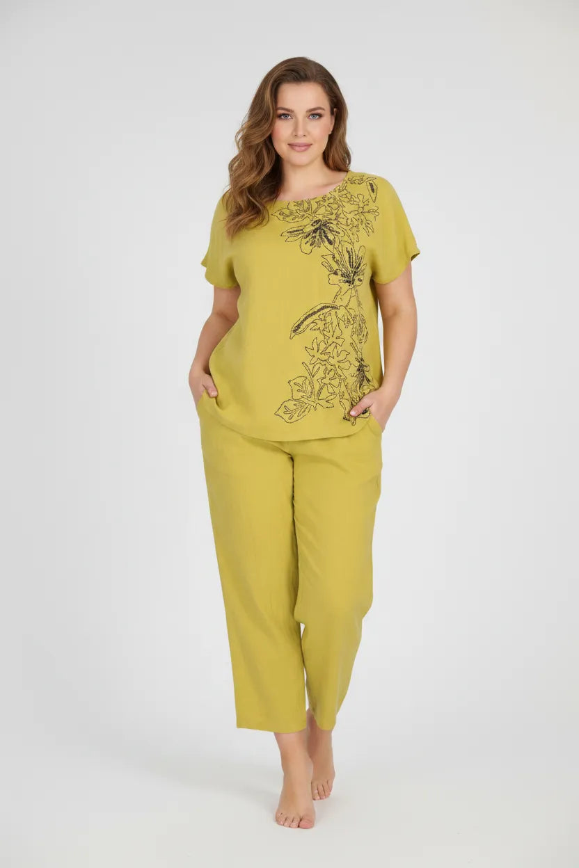 Дамски ленен комплект - Plus Size - Sun Garden-комплекти-6Sense
