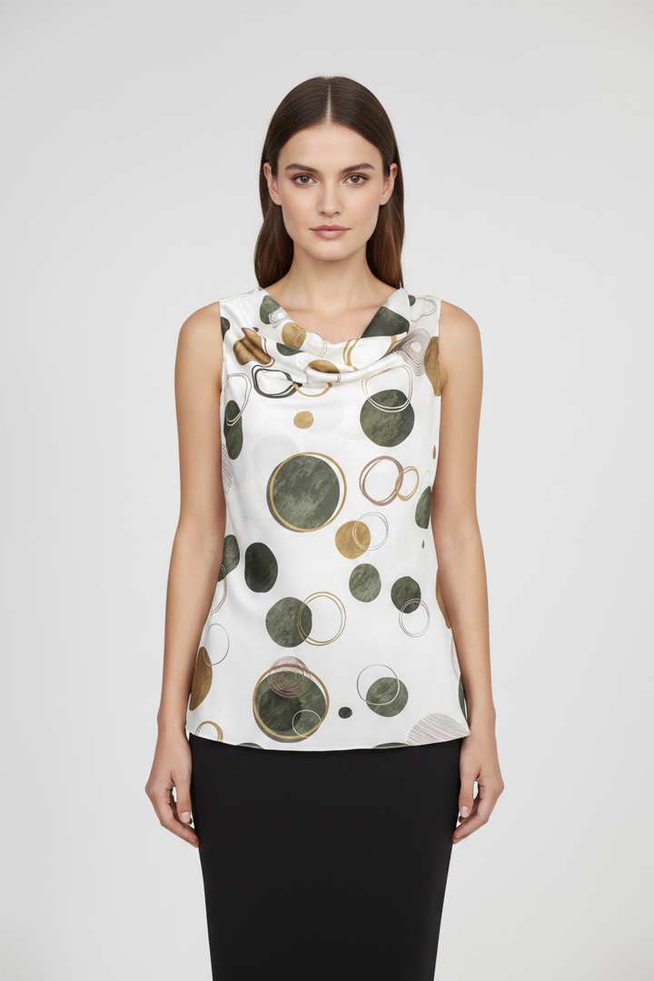 Сатенен потник с гръцко деколте на точки – Olive Circles
