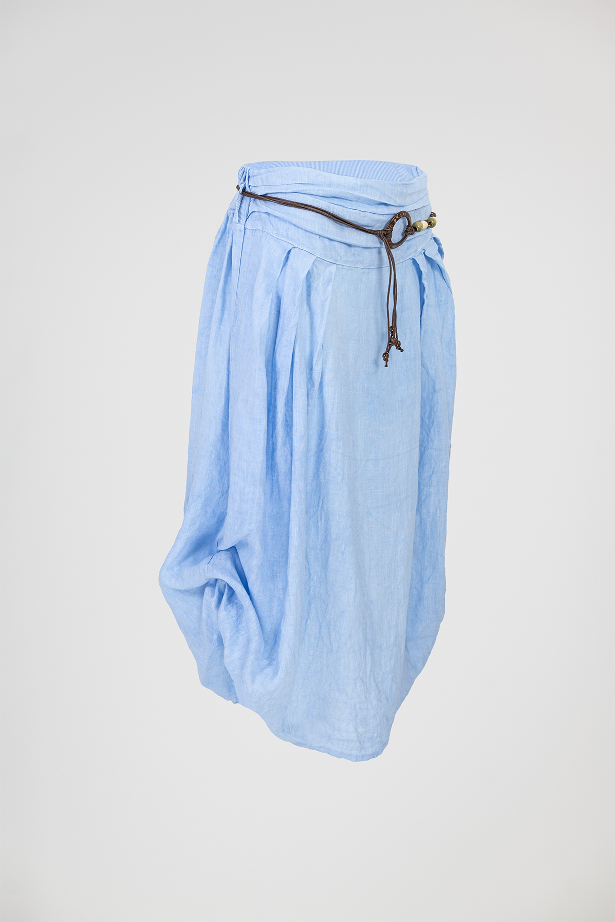 Светлосиня ленена пола с регулируема форма – Sky Linen Flow