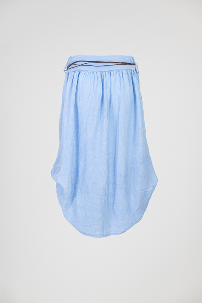 Светлосиня ленена пола с регулируема форма – Sky Linen Flow