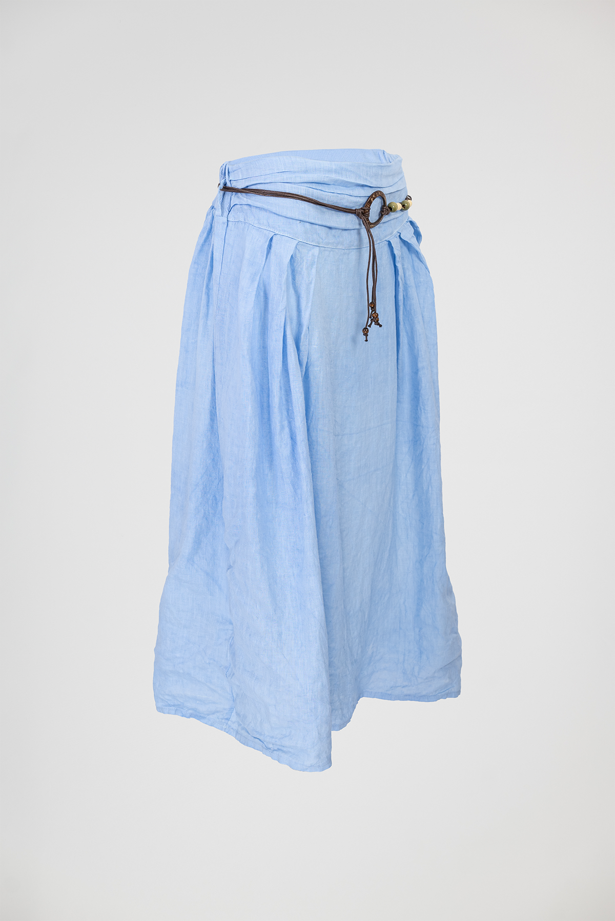 Светлосиня ленена пола с регулируема форма – Sky Linen Flow