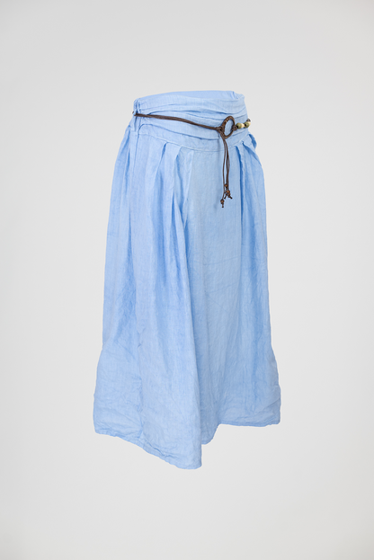 Светлосиня ленена пола с регулируема форма – Sky Linen Flow