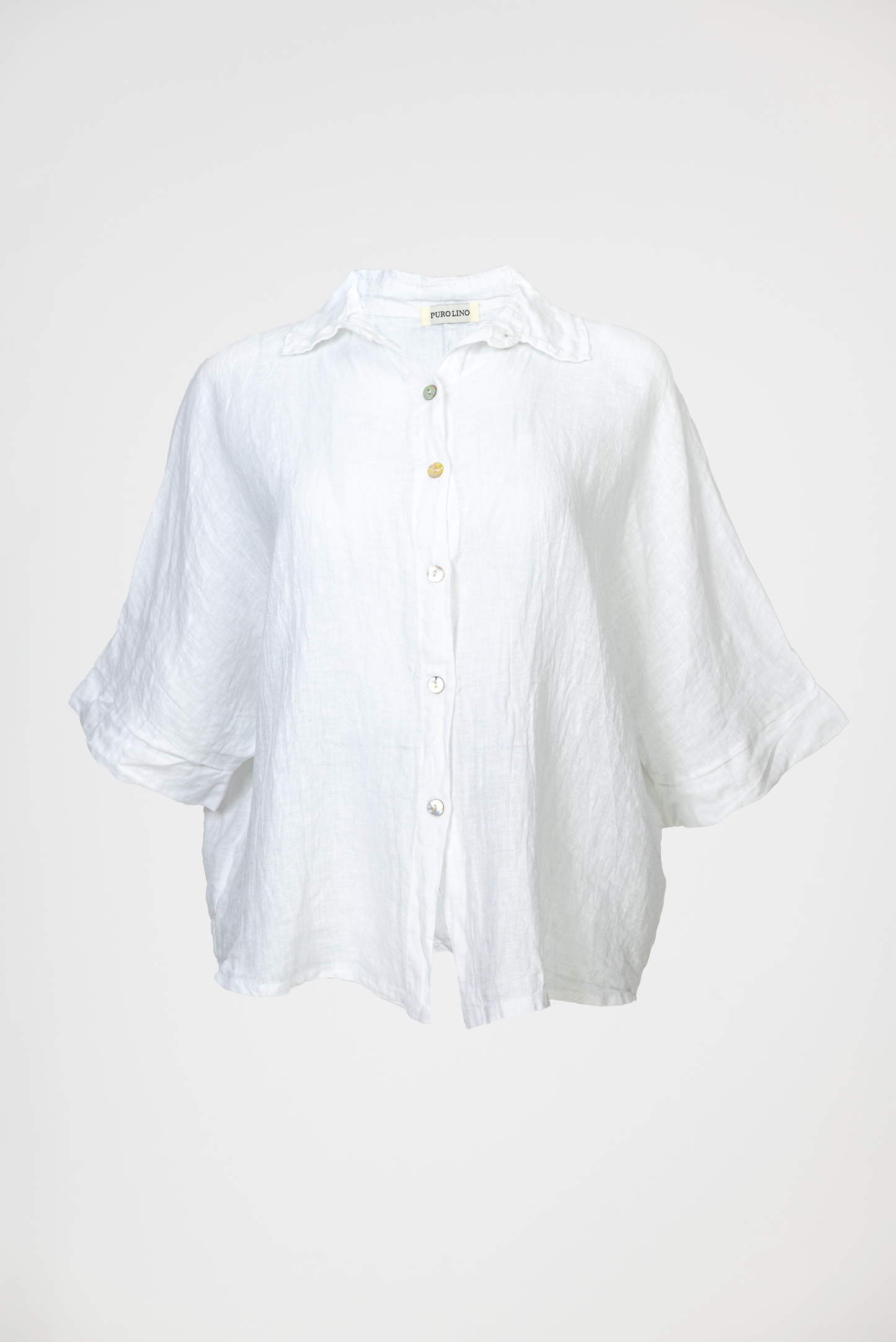 Дамска бяла ленена риза със свободна кройка – Pure Linen