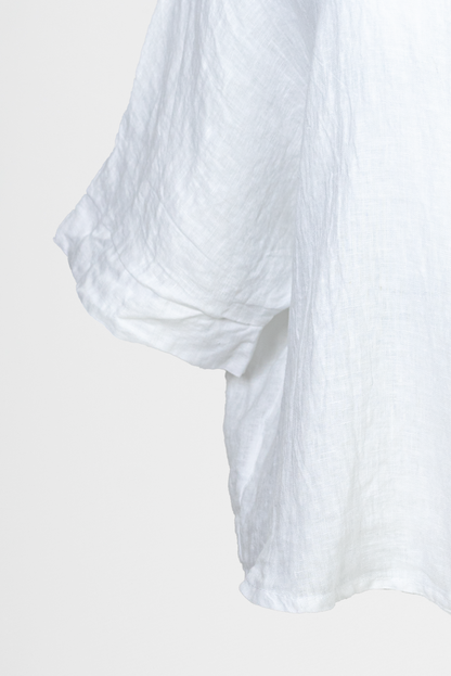 Дамска бяла ленена риза със свободна кройка – Pure Linen