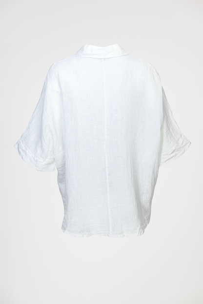 Дамска бяла ленена риза със свободна кройка – Pure Linen
