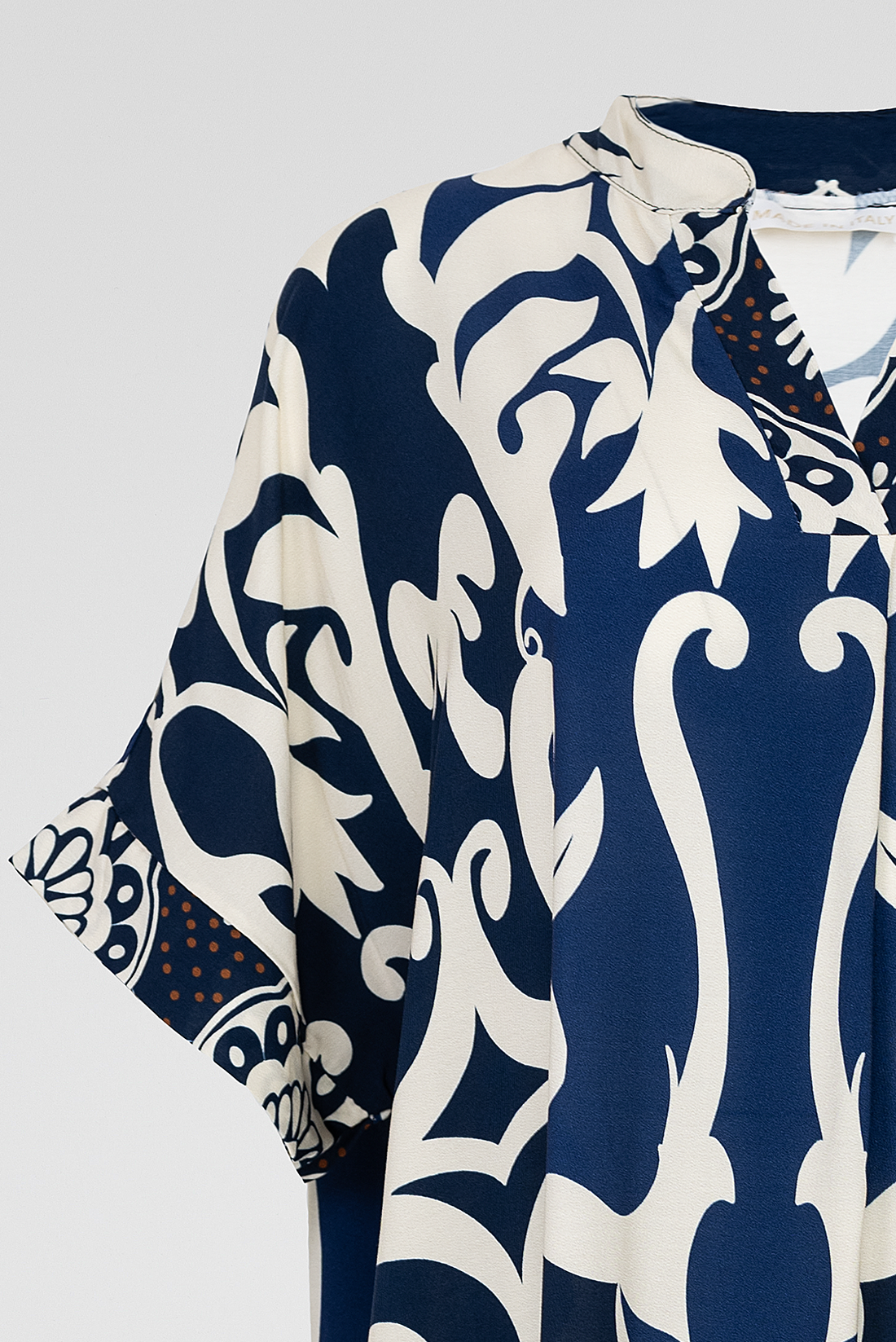 Права миди рокля в тъмносиньо с орнаменти - Plus size - Royal Blue