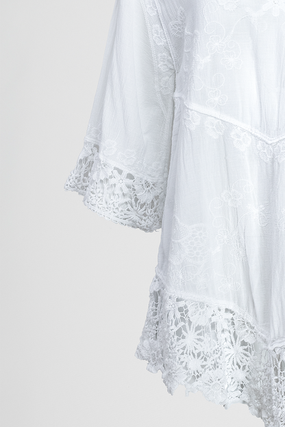 Дамска бяла памучна блуза с дантела – Pure Lace