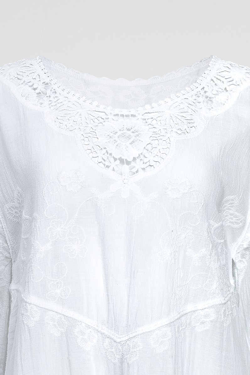Дамска бяла памучна блуза с дантела – Pure Lace