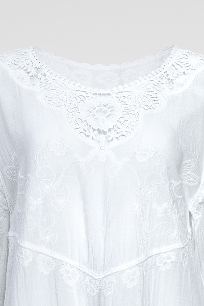 Дамска бяла памучна блуза с дантела – Pure Lace