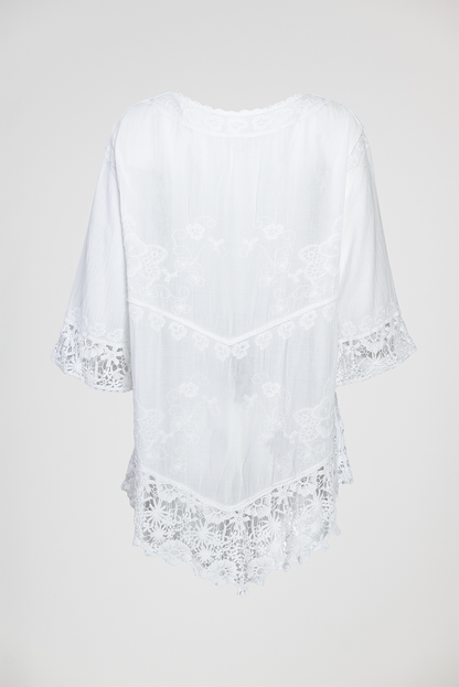 Дамска бяла памучна блуза с дантела – Pure Lace