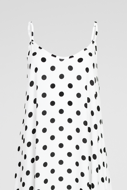 Бяла рокля на точки с презрамки  – Ivory Dots