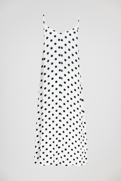 Бяла рокля на точки с презрамки  – Ivory Dots