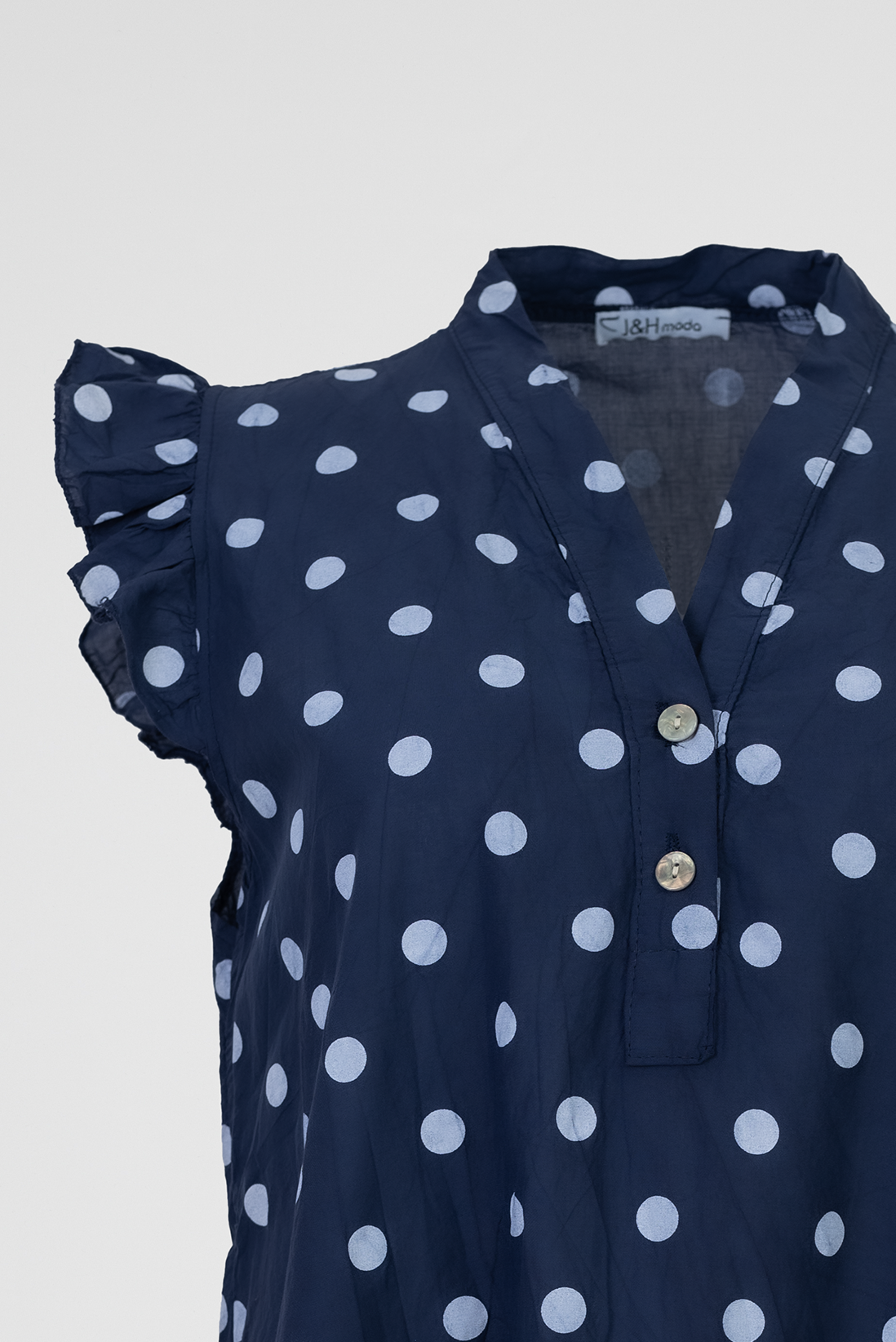 Дамски тъмно син топ на точки без ръкави - Navy Dot