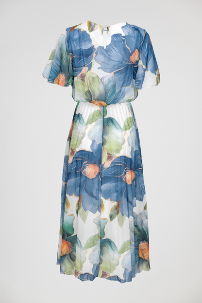 Дълга шифонена рокля с флорален принт и подплата - Garden Muse