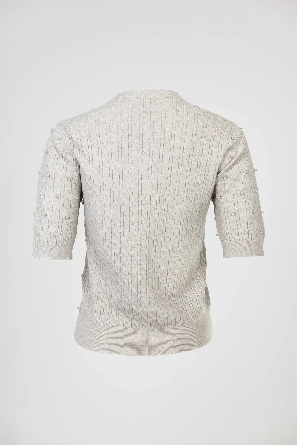 Дамска фина плетена блуза с къс ръкав в екрю – Pearl Knit