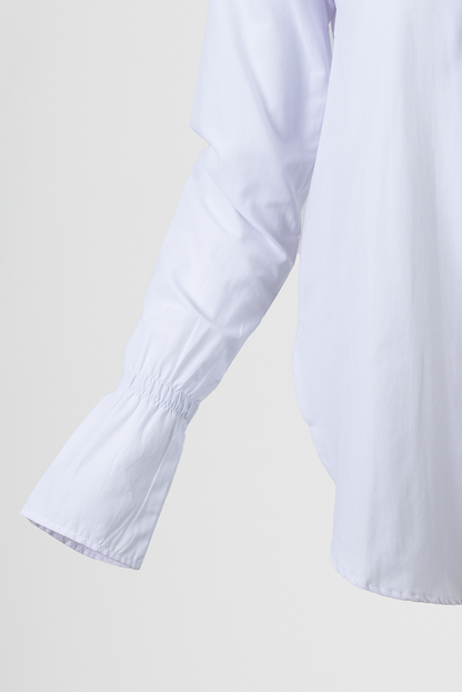 Дамска бяла памучна риза с шалче – White Scarf Shirt