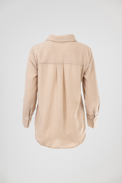 Дамска бежова риза със свободна кройка – Soft Sand Shirt