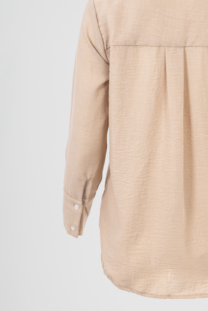 Дамска бежова риза със свободна кройка – Soft Sand Shirt