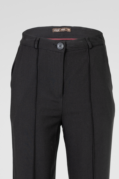 Черен дамски палацо панталон с широк крачол – Black Tailored Palazzo