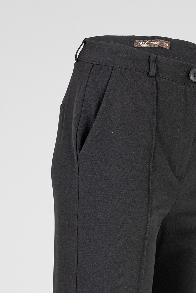 Черен дамски палацо панталон с широк крачол – Black Tailored Palazzo