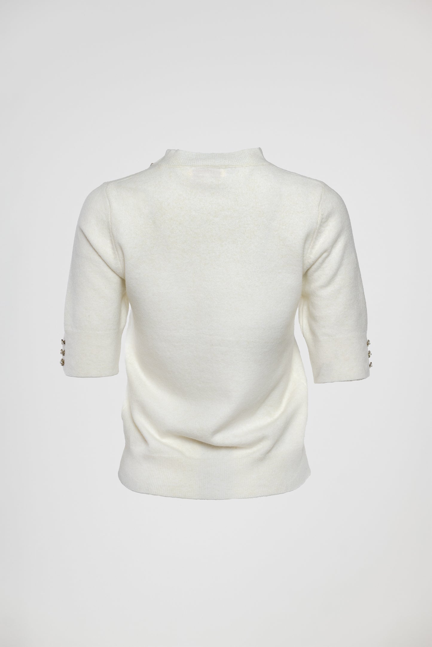 Дамска фина плетена блуза в екрю - Ivory Button Knit