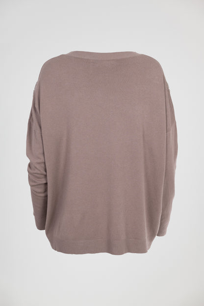 Дамска блуза фино плетиво с флорална апликация – Pearl Knit