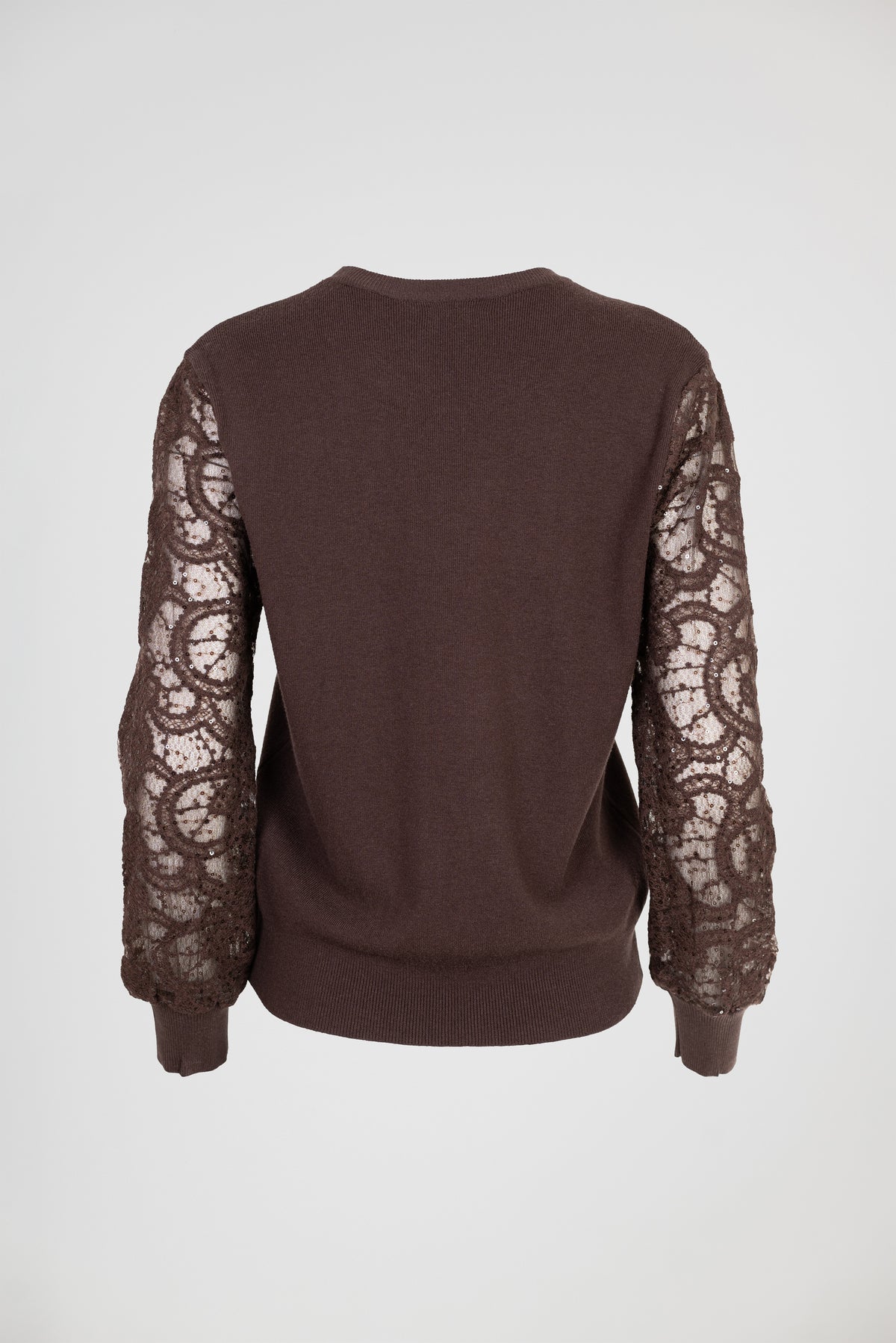 Дамска блуза фино плетиво с дантелени ръкави – Cocoa Lace Knit