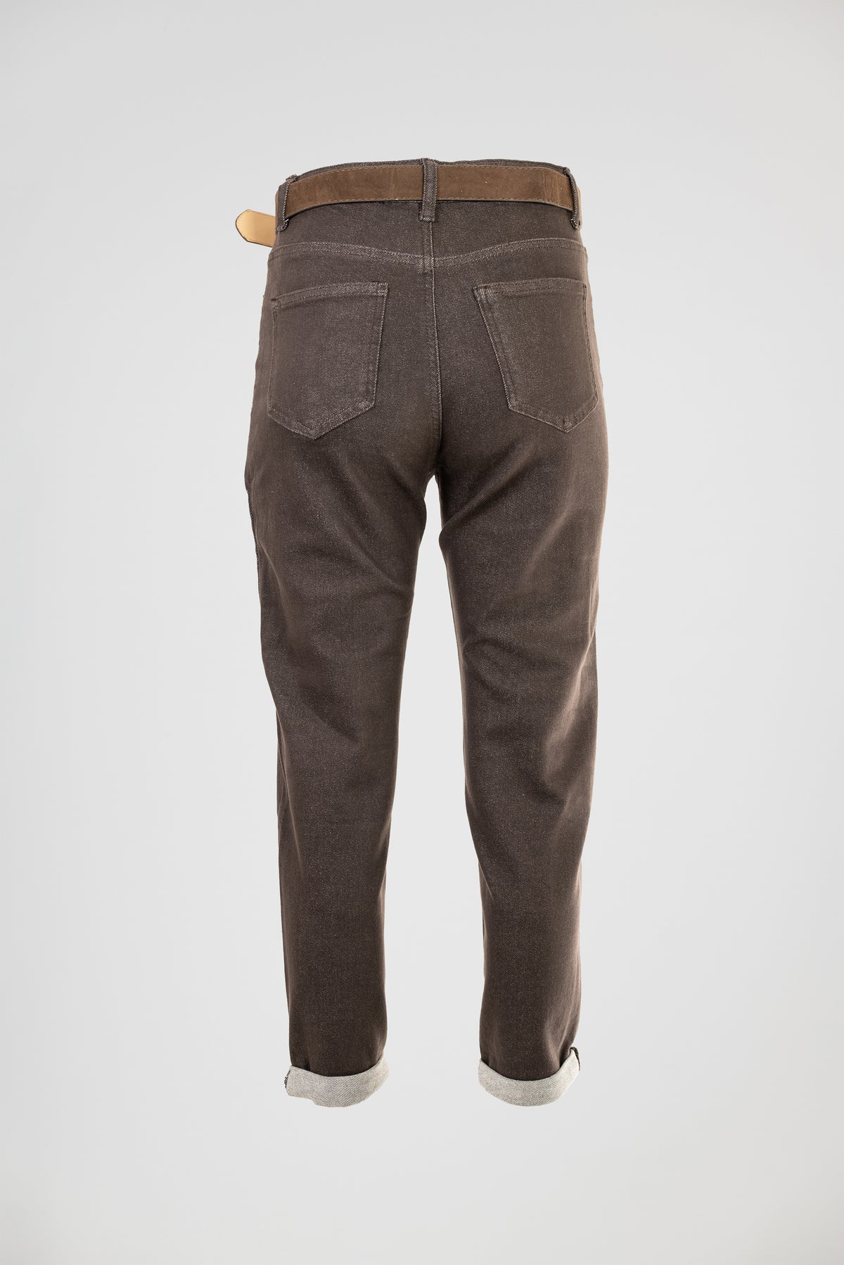 Дамски кафяви дънки -еластични с висока талия – Mocha Straight Denim
