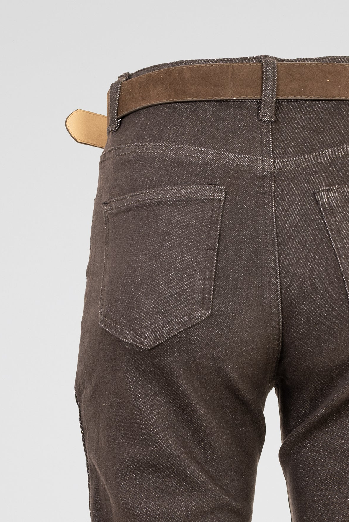 Дамски кафяви дънки -еластични с висока талия – Mocha Straight Denim