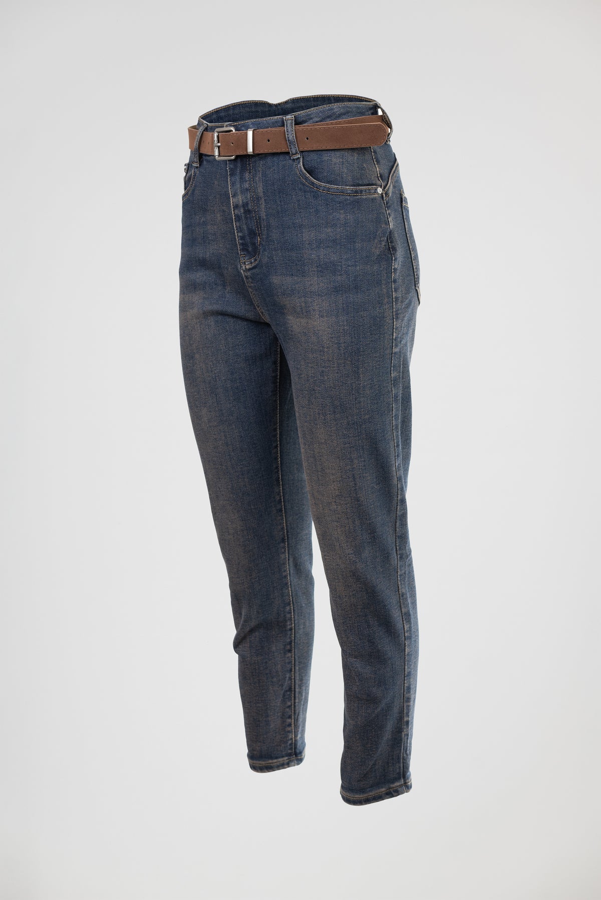 Дамски дънки с висока талия и ръждив ефект – Urban Chain Denim