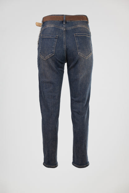 Дамски дънки с висока талия и ръждив ефект – Urban Chain Denim