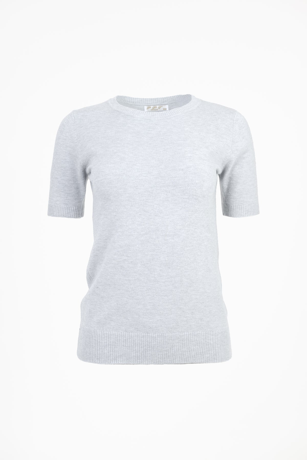 Дамска блуза фино плетиво с къс ръкав – Soft Grey Knit