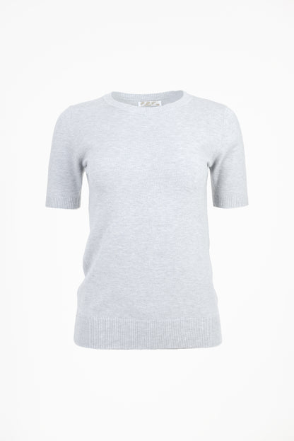 Дамска блуза фино плетиво с къс ръкав – Soft Grey Knit