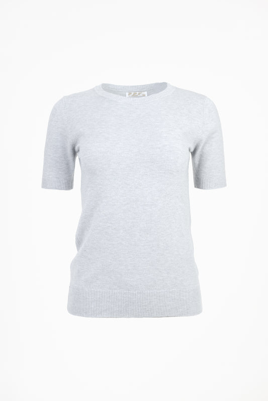 Дамска блуза фино плетиво с къс ръкав – Soft Grey Knit