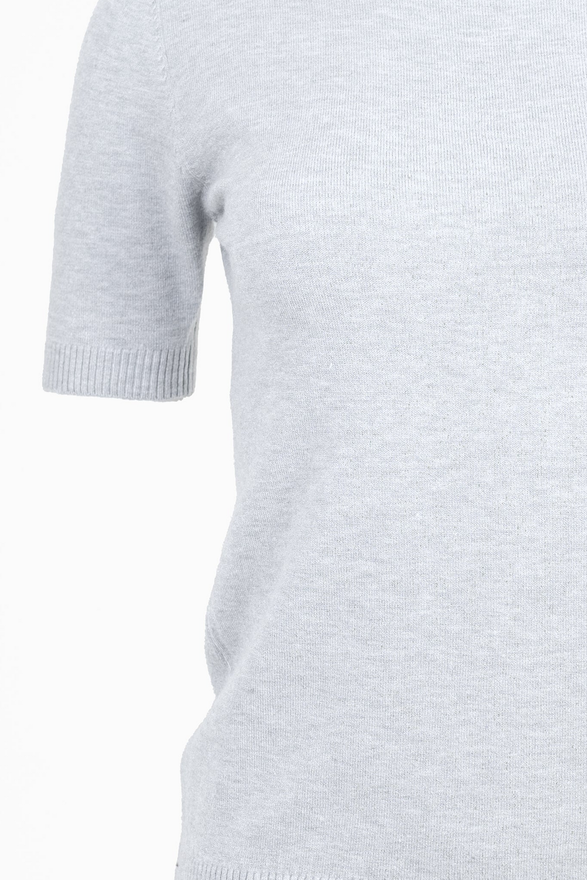 Дамска блуза фино плетиво с къс ръкав – Soft Grey Knit