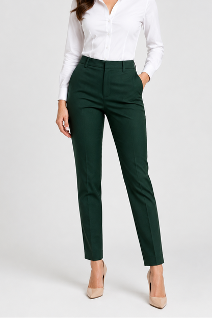 Дамски тъмнозелен панталон с висока талия – Forest Tailored Pants