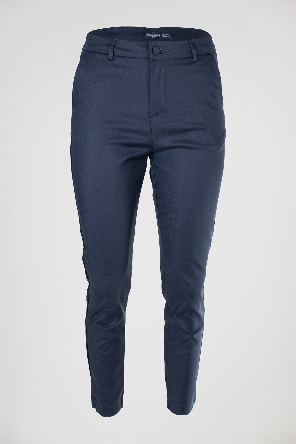 Дамски тъмносин панталон с права кройка и висока талия – Navy Tailored Pants