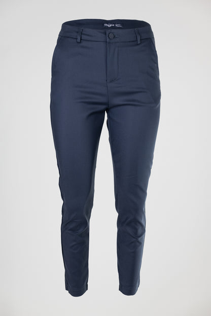 Дамски тъмносин панталон с права кройка и висока талия – Navy Tailored Pants