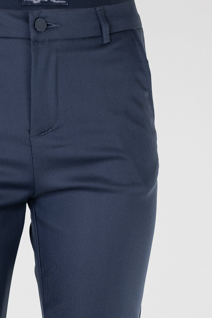 Дамски тъмносин панталон с права кройка и висока талия – Navy Tailored Pants