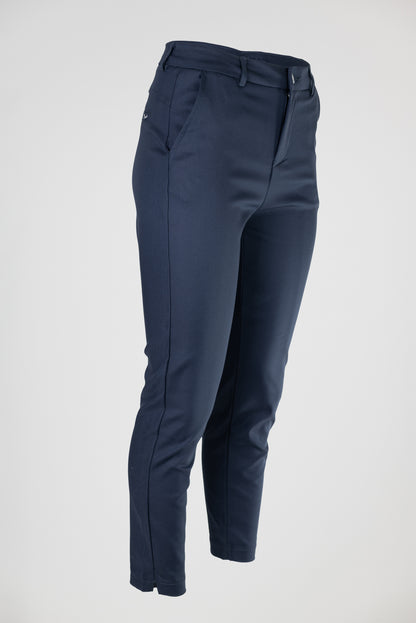 Дамски тъмносин панталон с права кройка и висока талия – Navy Tailored Pants